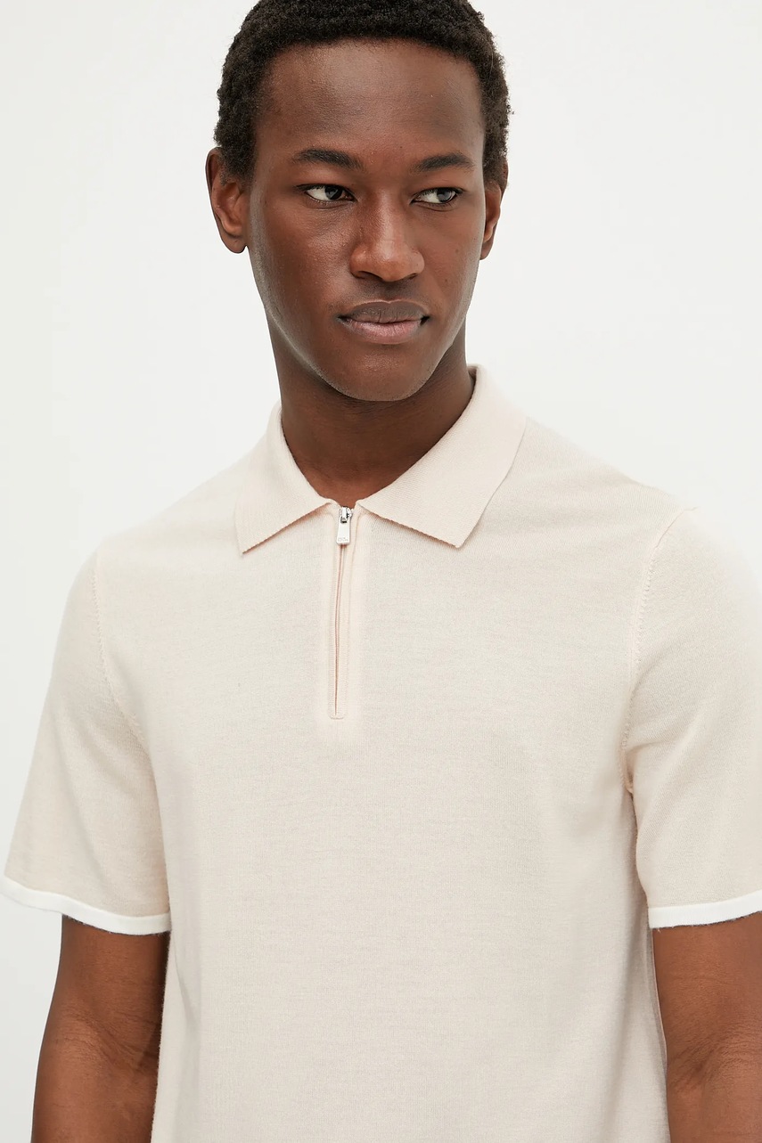 Μάλλινο πόλο FROM FUTURE χρώμα: μπεζ, MPP02710 φωτογραφία