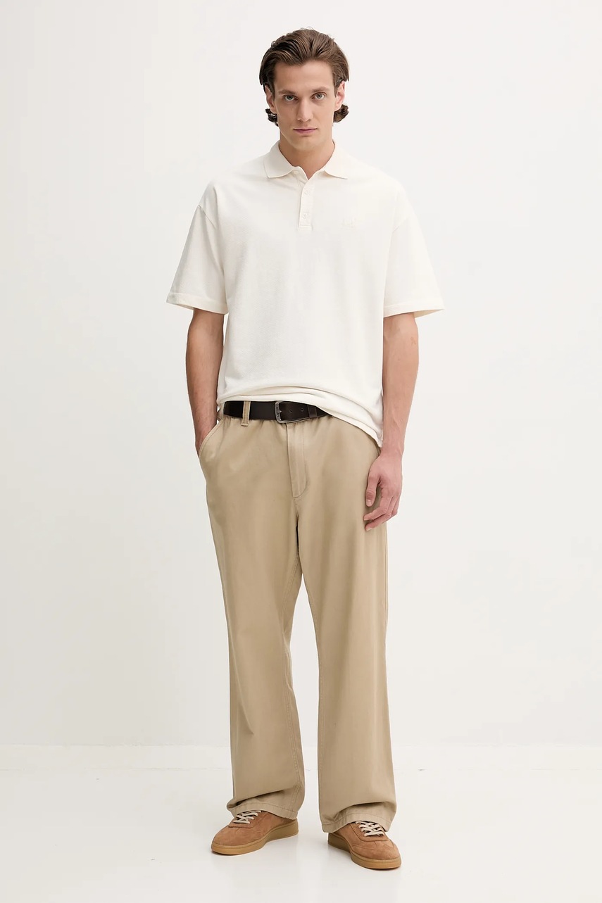 Βαμβακερό μπλουζάκι πόλο C.P. Company ανδρικά, χρώμα: μπεζ, 18CMPL320A110396G φωτογραφία