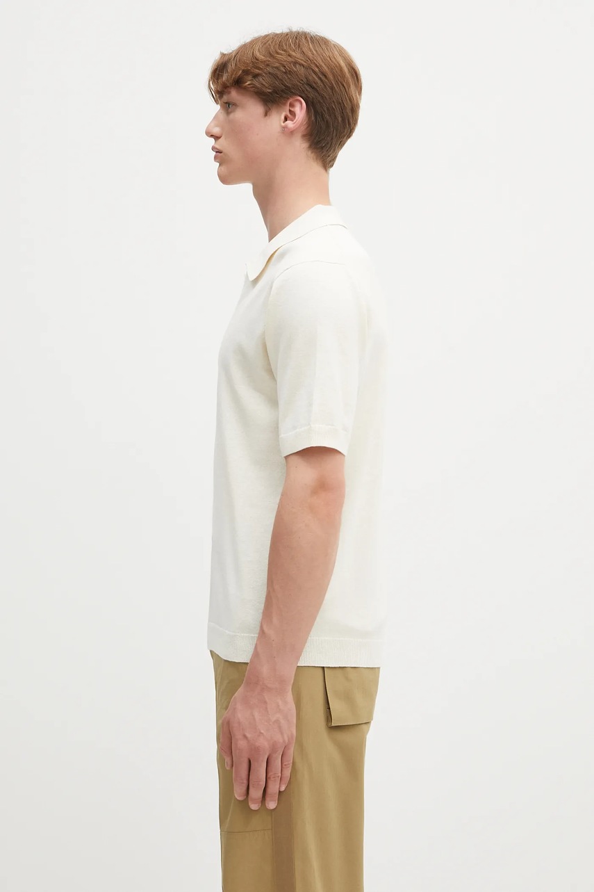 Льняное поло Norse Projects Leif Cotton Linen Polo цвет бежевый однотонное N45.0502.0219
