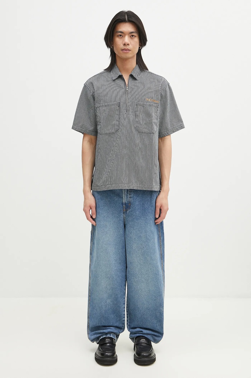 Bavlnené polo tričko No Problemo Mini Problemo SS Work Shirt - Denim
