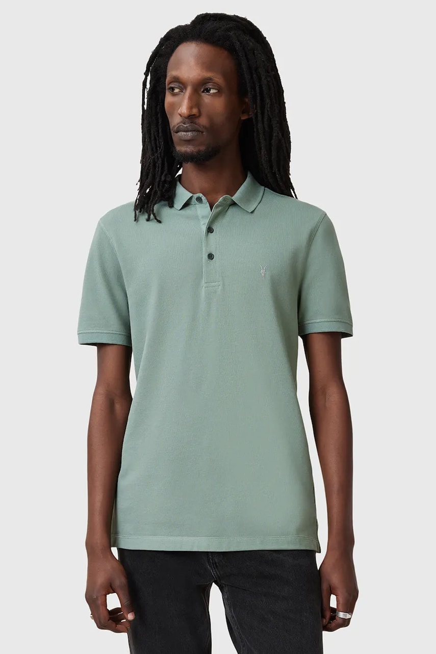 AllSaints polo de bumbac REFORM 2-pack barbati, neted, M076PB AllSaints polo de bumbac REFORM 2-pack barbati, neted, M076PB
