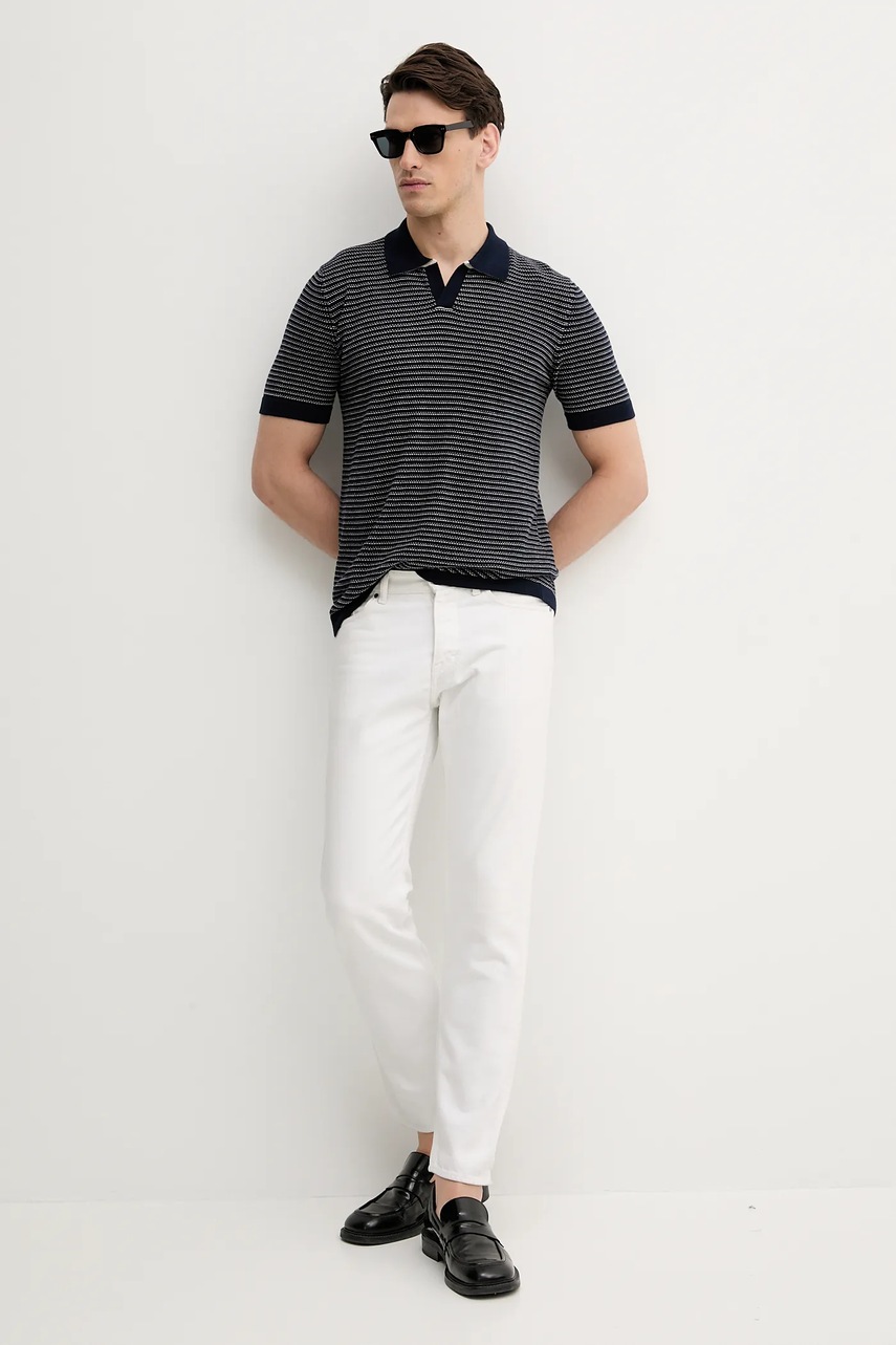 Хлопковое поло United Colors of Benetton цвет синий узор 1094K301J