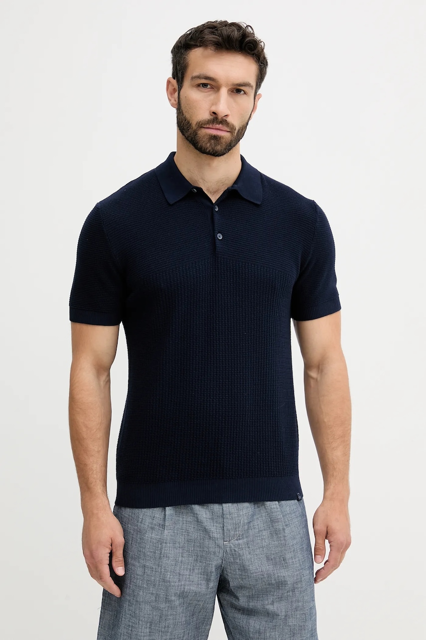 United Colors of Benetton polo de bumbac culoarea bleumarin, uni, 1198U301H