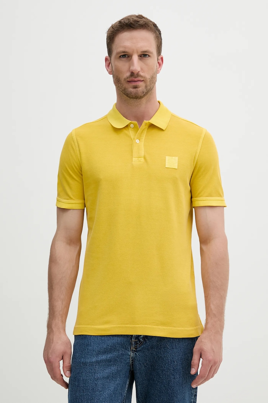 United Colors of Benetton polo de bumbac culoarea galben, uni, 3089U302D
