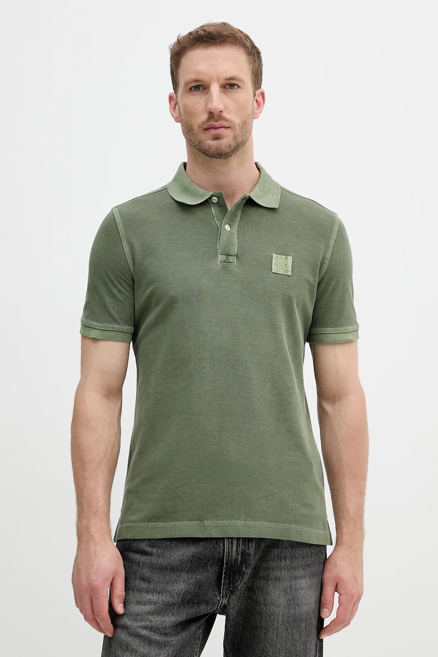 United Colors of Benetton polo de bumbac culoarea verde, uni, 3089U302D