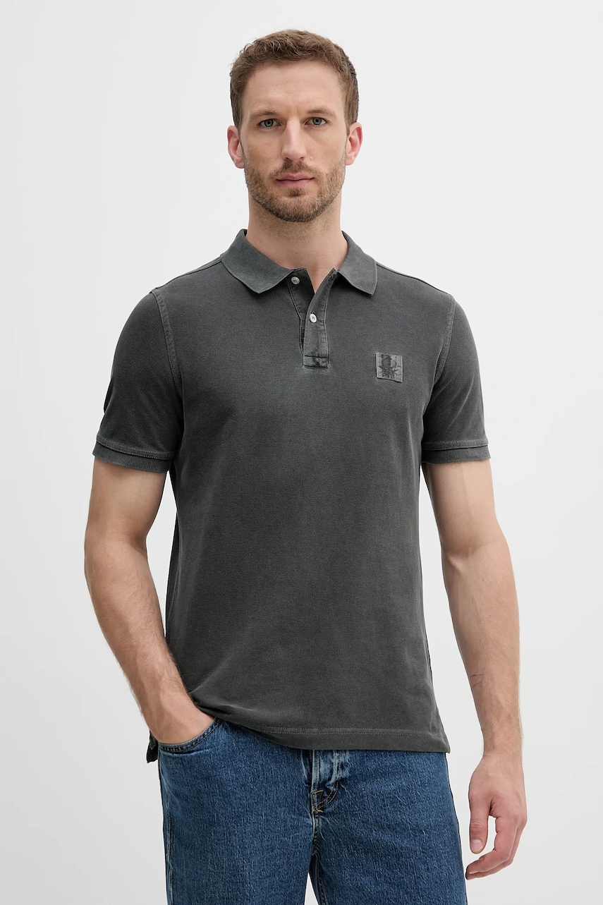 United Colors of Benetton polo de bumbac culoarea gri, uni, 3089U302D