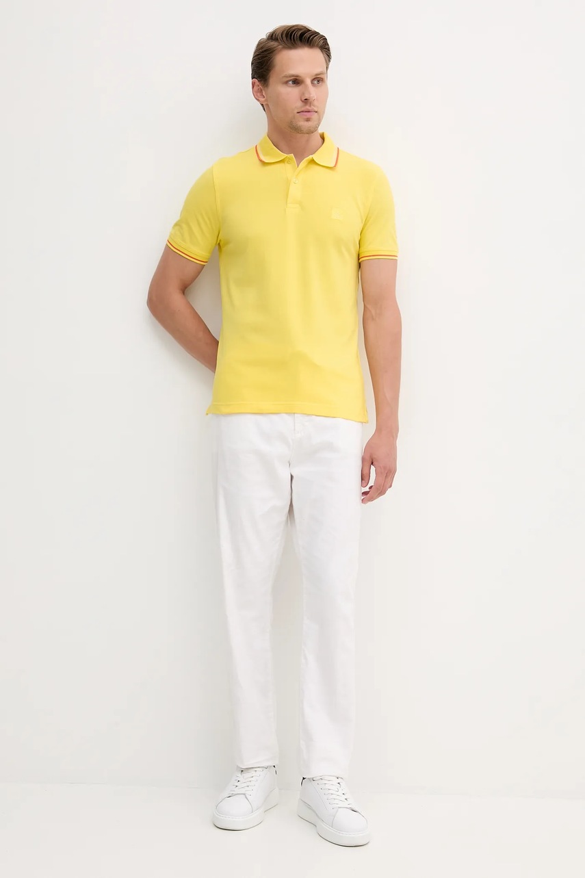 Поло United Colors of Benetton цвет жёлтый однотонное 3F9HU302E