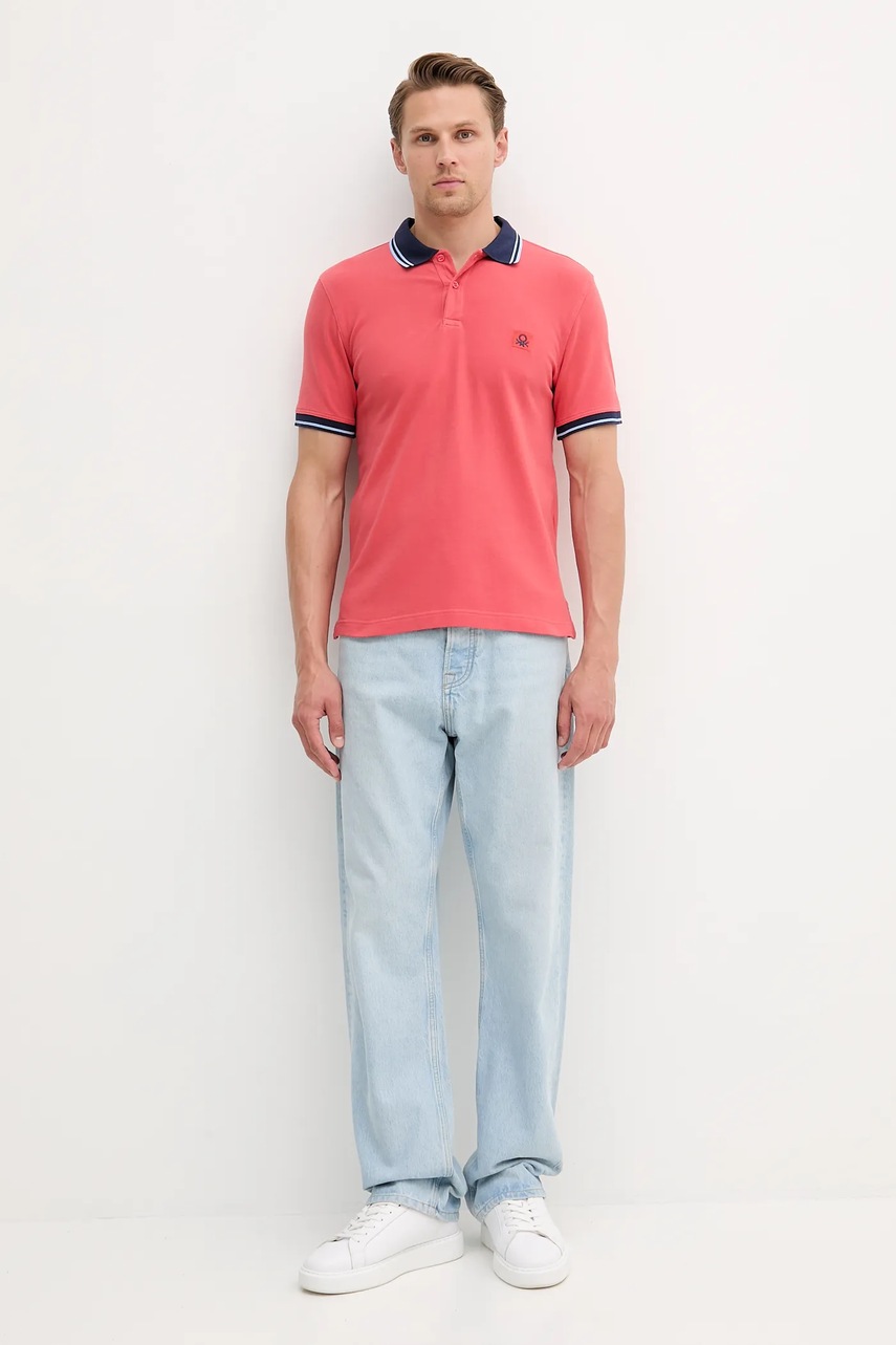 Поло United Colors of Benetton цвет красный однотонное 3F9HU302E