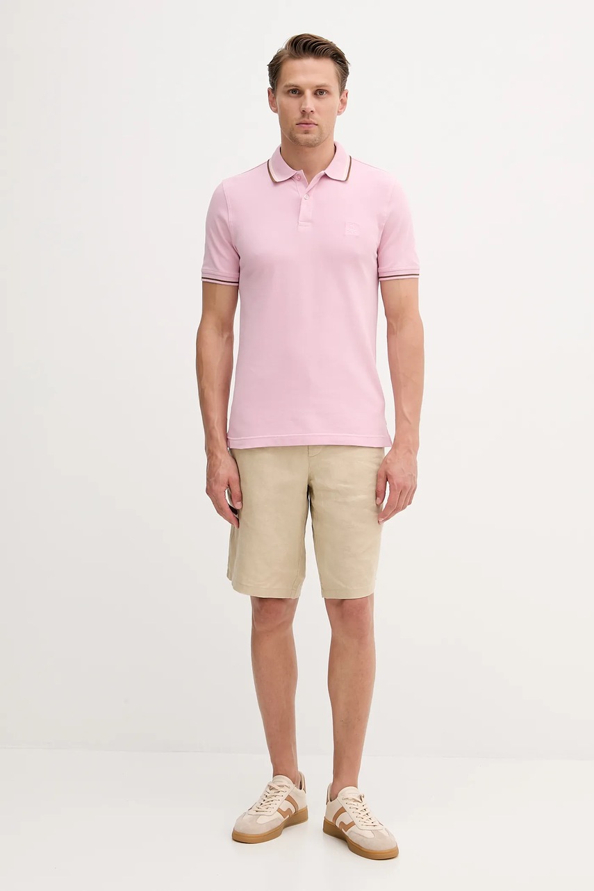 Поло United Colors of Benetton цвет розовый однотонное 3F9HU302E