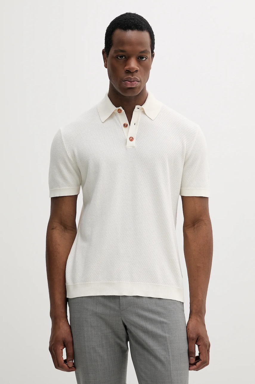 Sisley polo de bumbac culoarea bej, uni, 1094S300M