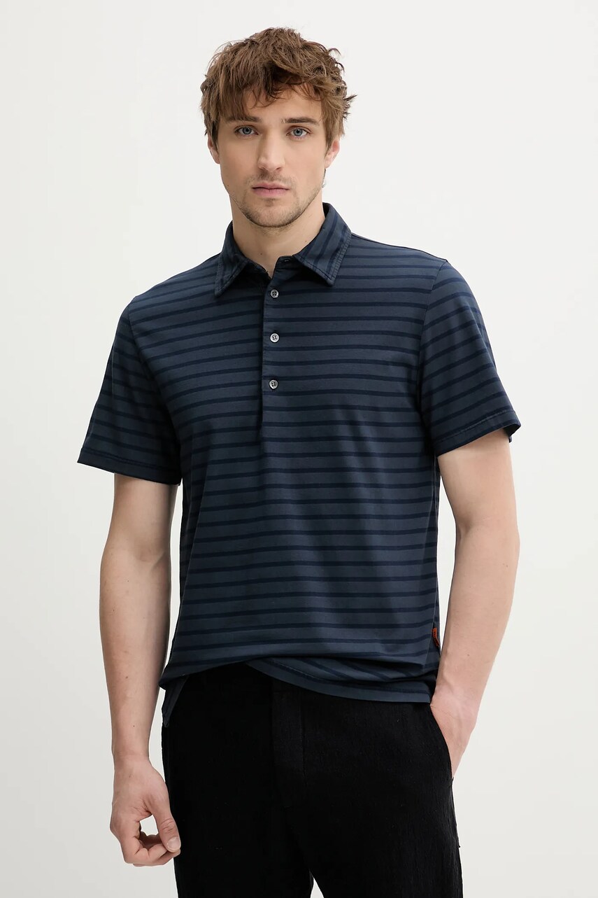 BARENA VENEZIA tricou polo barbati, culoarea albastru marin, modelator
