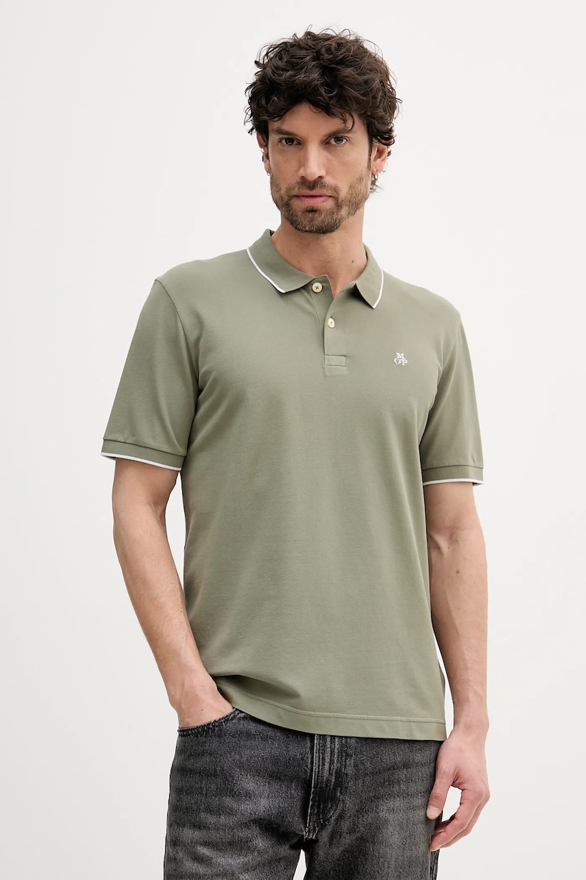Marc O'Polo tricou polo culoarea verde, uni, 536214753186