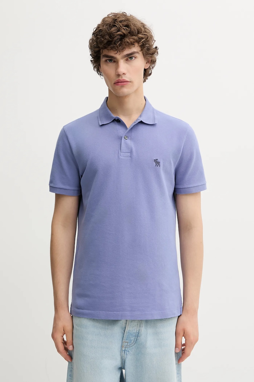Levně Polo tričko Abercrombie & Fitch pánské, fialová barva, KI124-5230