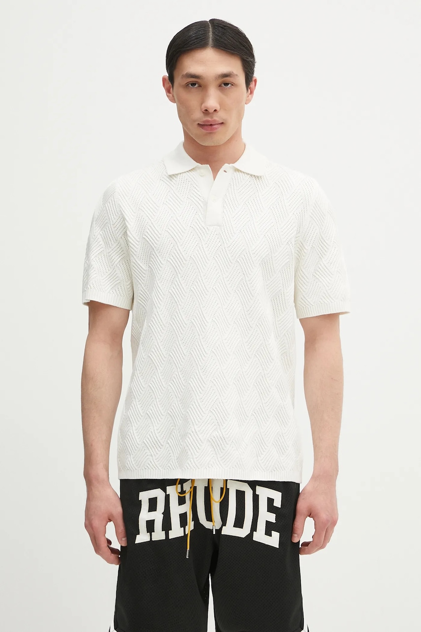 Samsoe Samsoe tricou polo Safinn culoarea bej, uni, M25100010