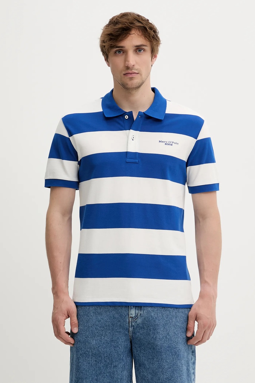 Marc O'Polo polo de bumbac culoarea violet, cu imprimeu, 5000005949