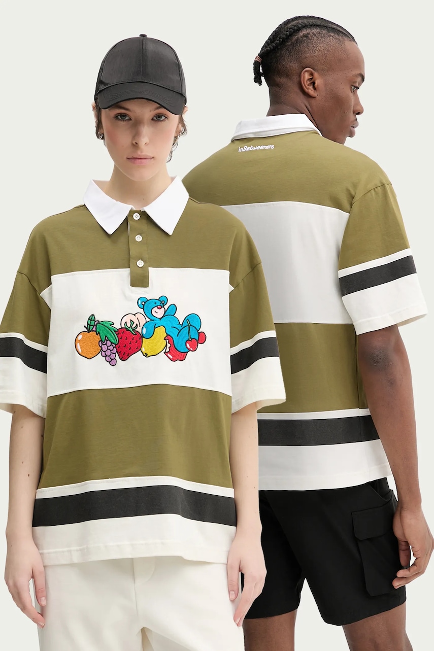 Inbetweeners polo de bumbac culoarea verde, cu imprimeu, S5TWUAPO034