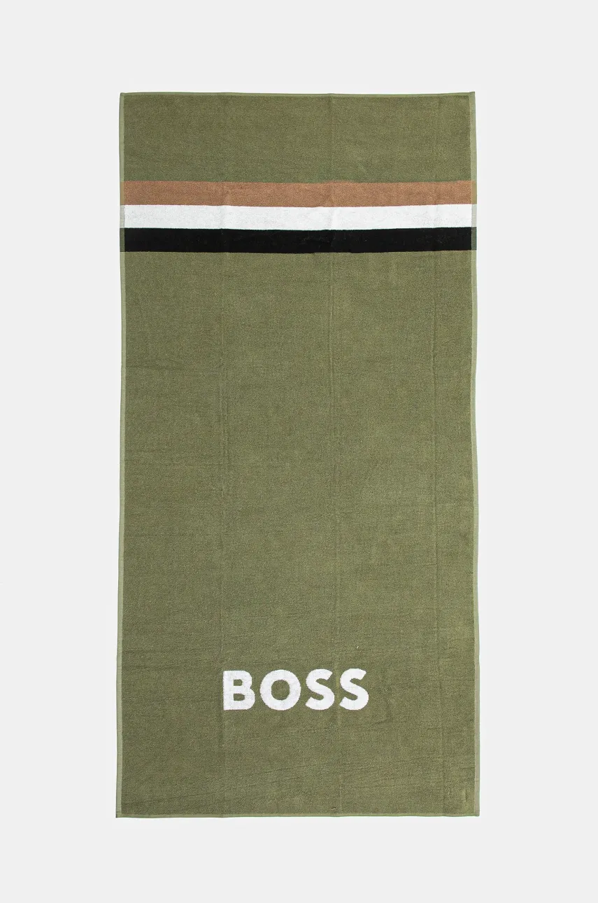 BOSS prosop din bumbac culoarea verde, 50540419