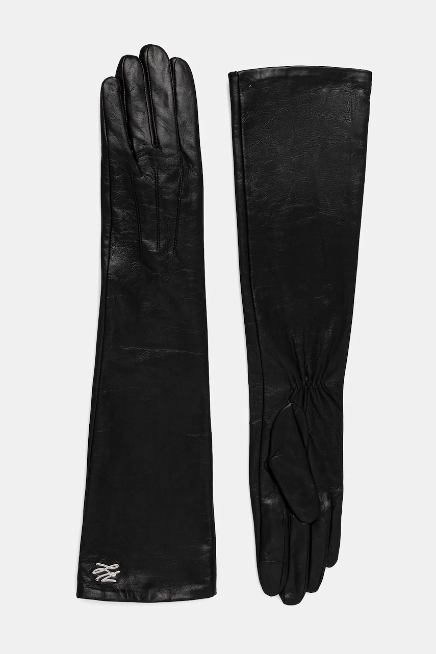 Karl Lagerfeld manusi de piele femei, culoarea negru, A1W33102 Karl Lagerfeld manusi de piele femei, culoarea negru, A1W33102
