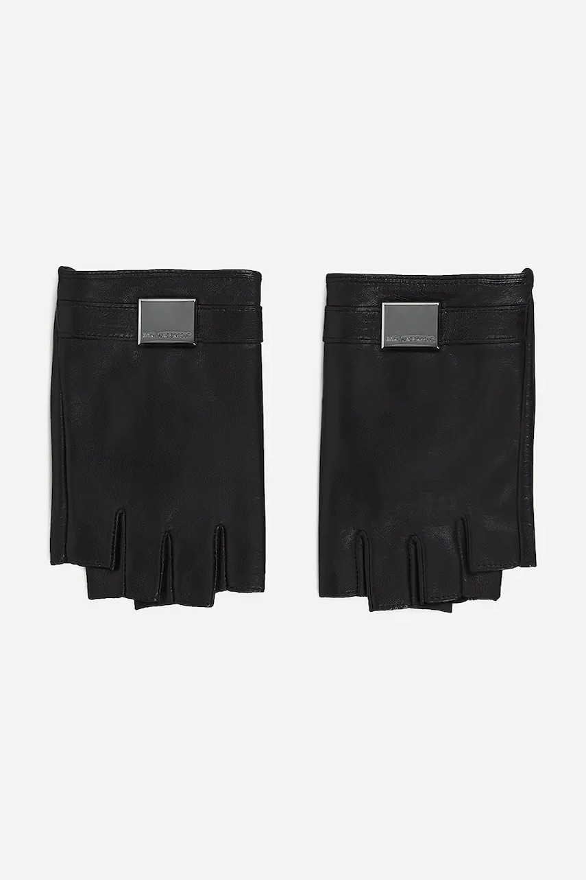 Karl Lagerfeld mănuși de piele femei, culoarea negru, A2W33050