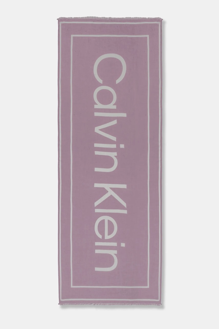 Шаль з домішкою кашеміру Calvin Klein колір фіолетовий візерунок K60K612875 