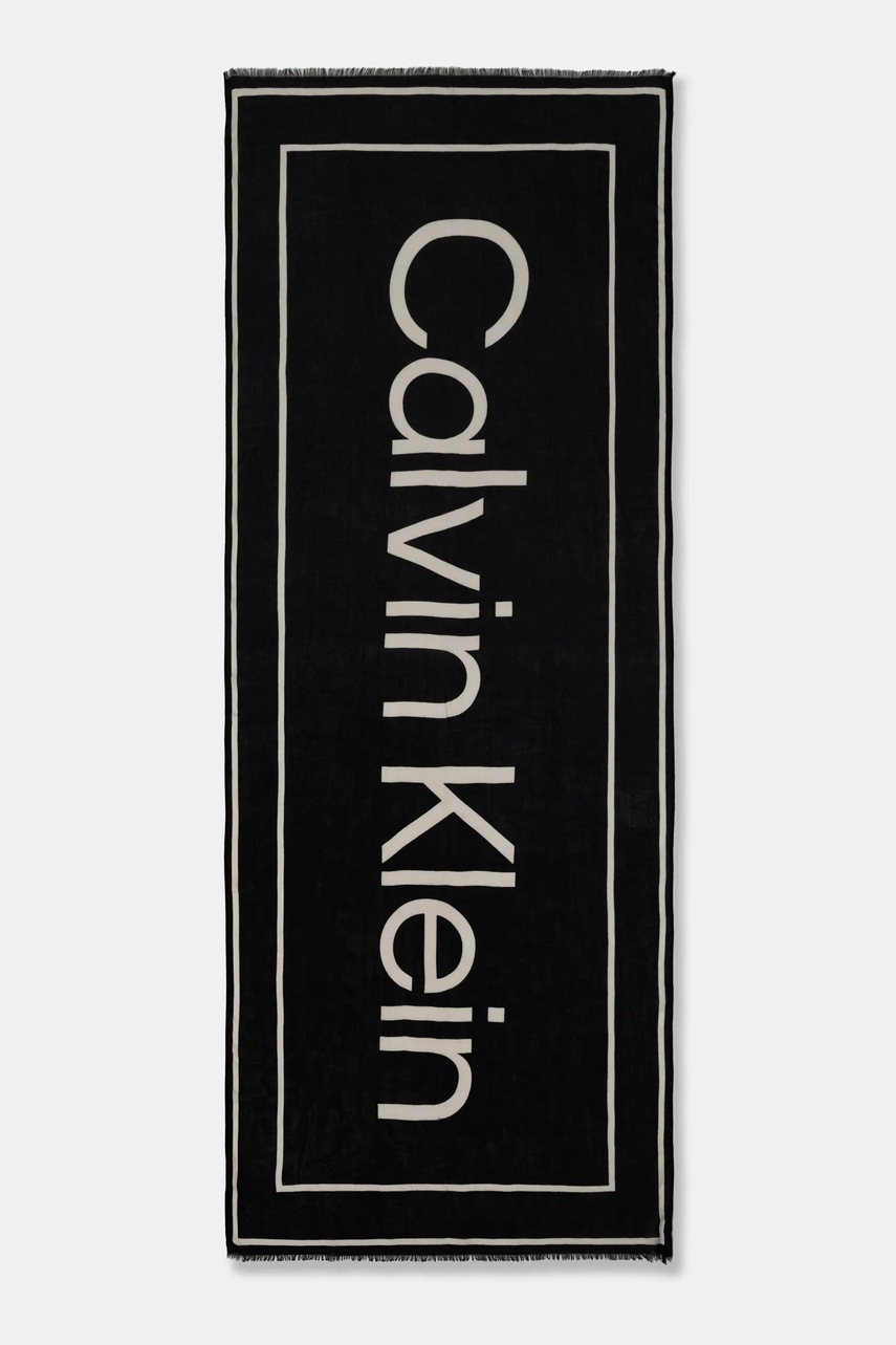 Шаль з домішкою кашеміру Calvin Klein колір чорний візерунок K60K612875 