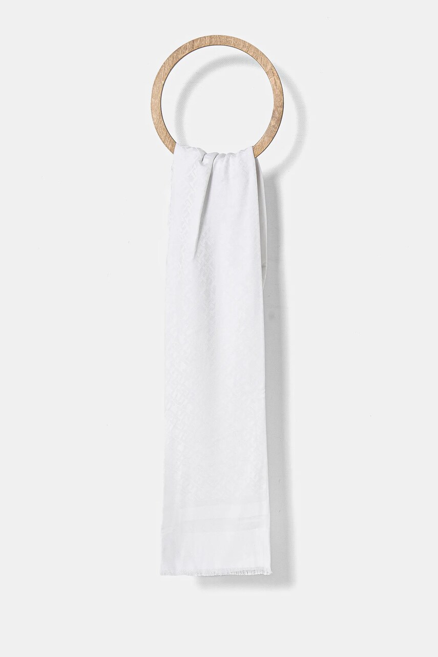 Levně Šála Tommy Hilfiger bílá barva, AW0AW16852