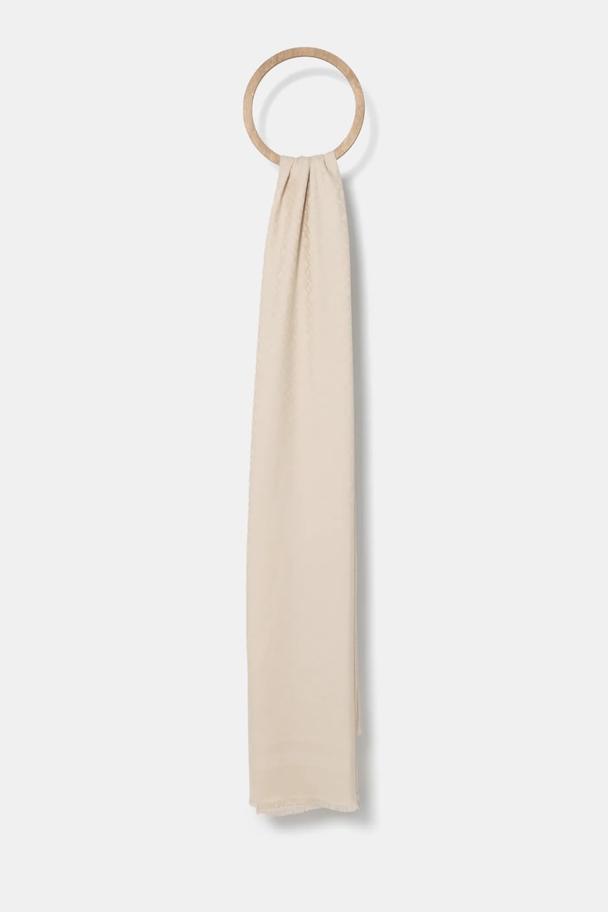 Levně Šála Tommy Hilfiger béžová barva, AW0AW16852