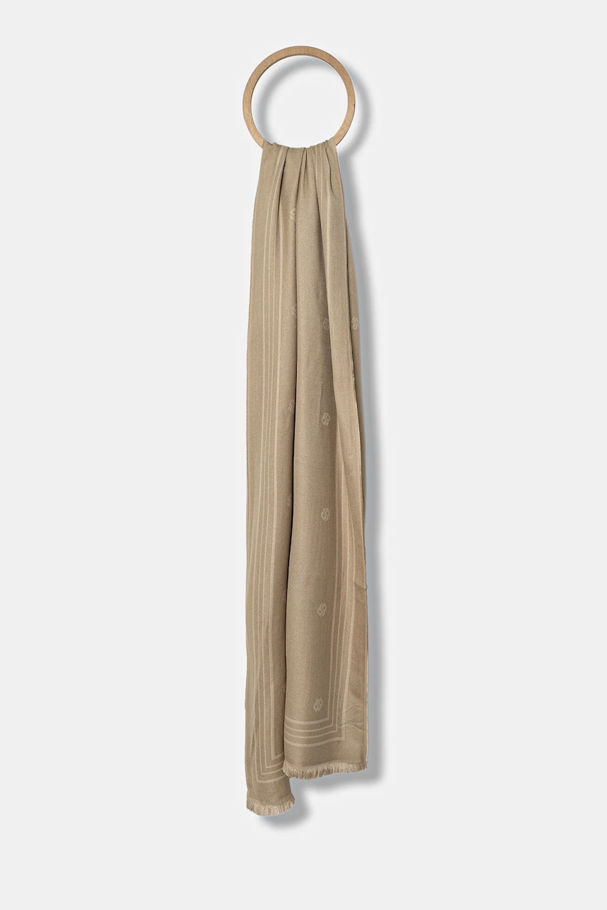 BOSS șal culoarea bej, cu imprimeu, 50535789