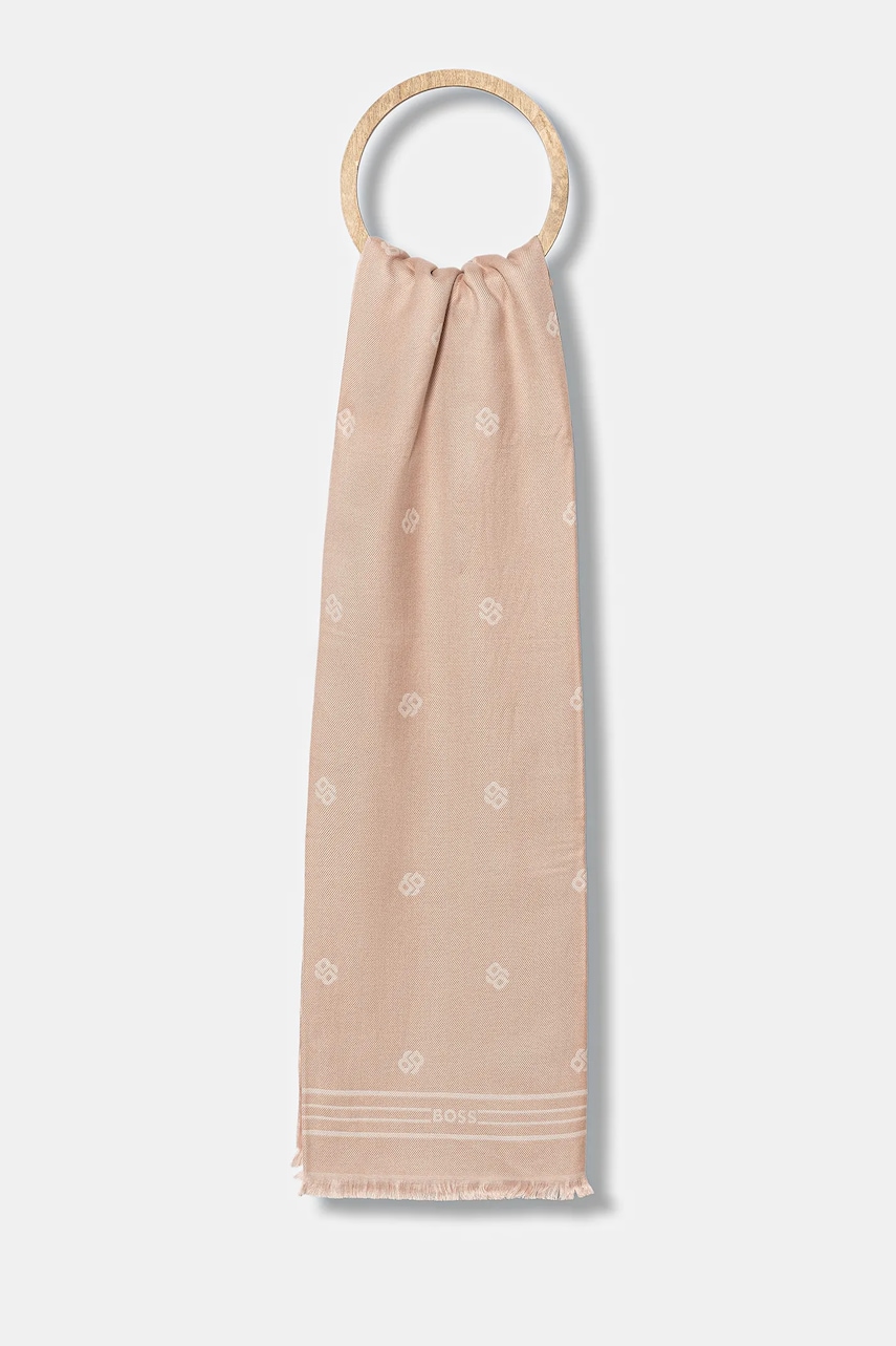 BOSS șal culoarea bej, cu model, 50535789