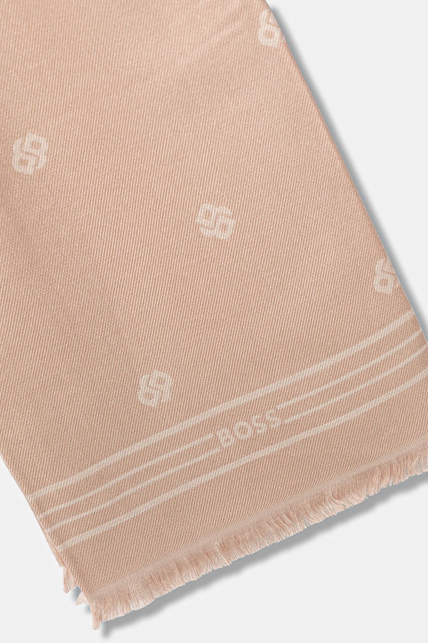 Шарф BOSS цвет бежевый узор 50535789