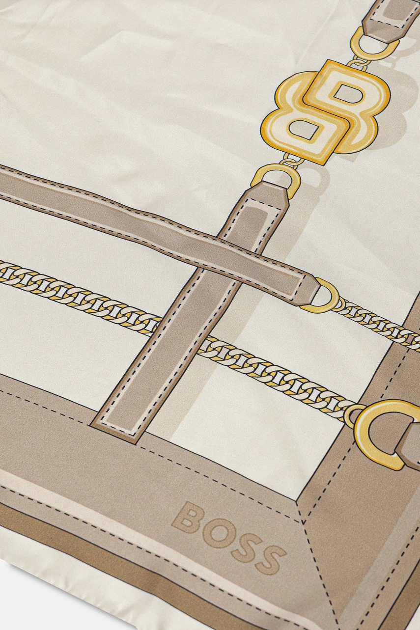 Шелковый платок на шею BOSS цвет жёлтый узор 50536118