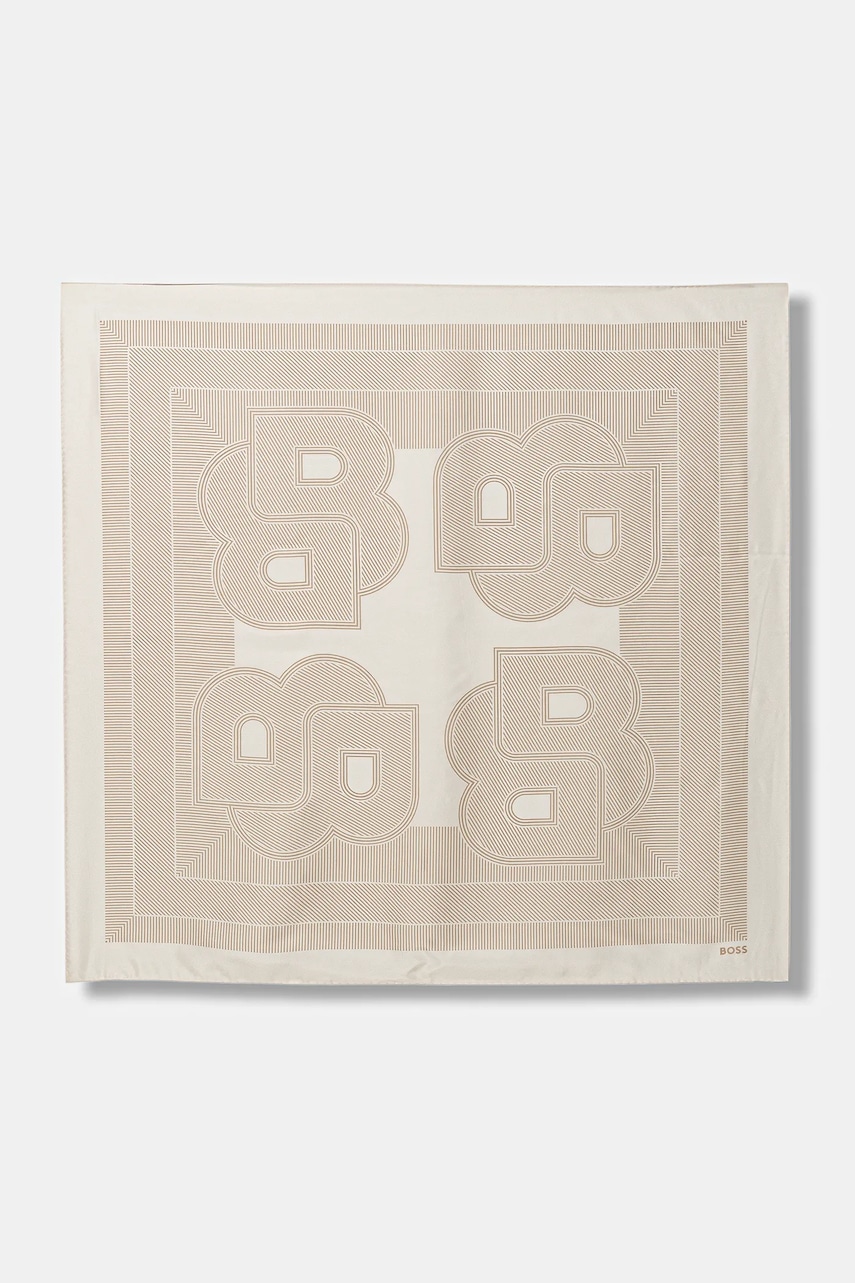 BOSS eșarfă de mătase culoarea galben, cu imprimeu, 50536118