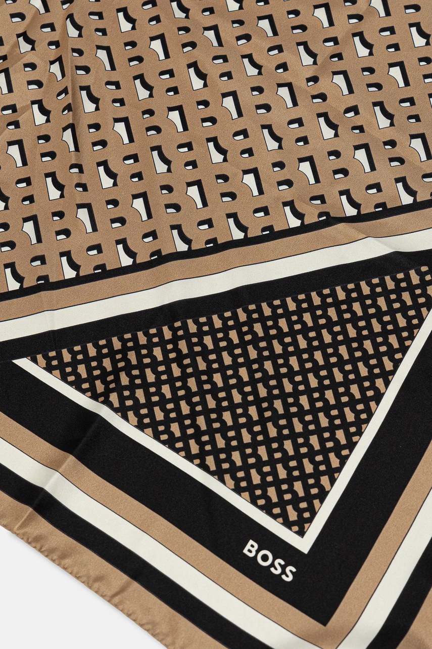 Шелковый платок на шею BOSS цвет жёлтый узор 50536118