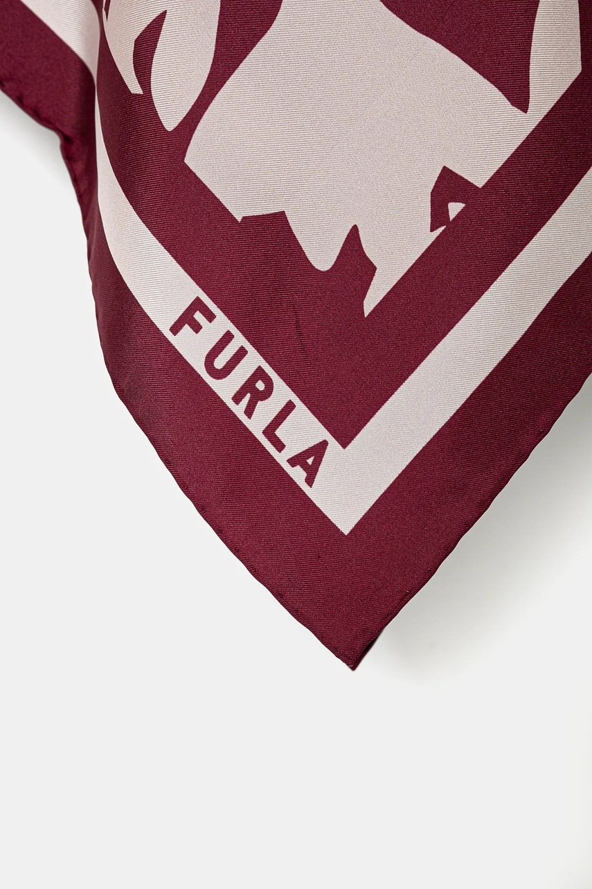 Шовкова хустка Furla колір бордовий візерунок WT00021 BX3592 3657S 