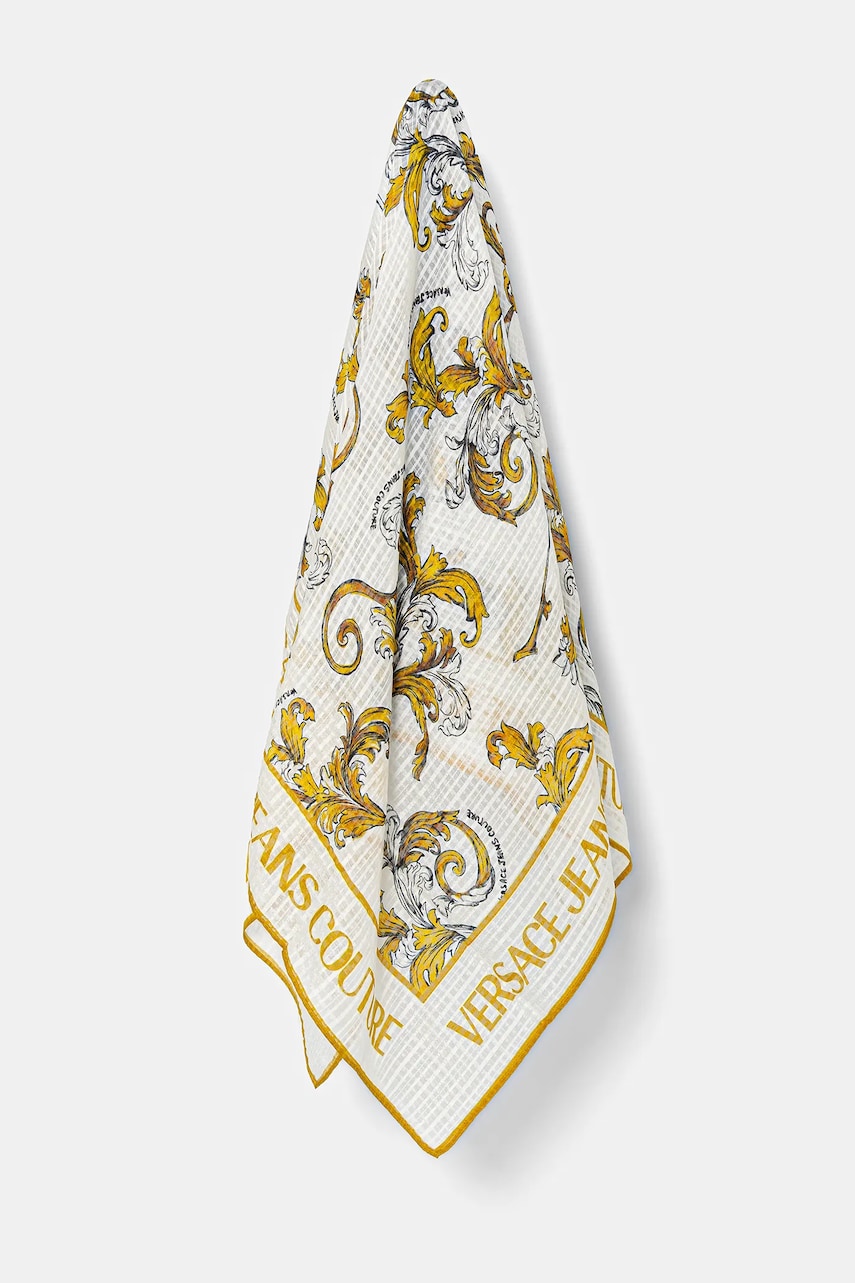 Versace Jeans Couture eșarfă de mătase culoarea alb, cu imprimeu, 78HA7H02 ZG353 Versace Jeans Couture eșarfă de mătase culoarea alb, cu imprimeu, 78HA7H02 ZG353