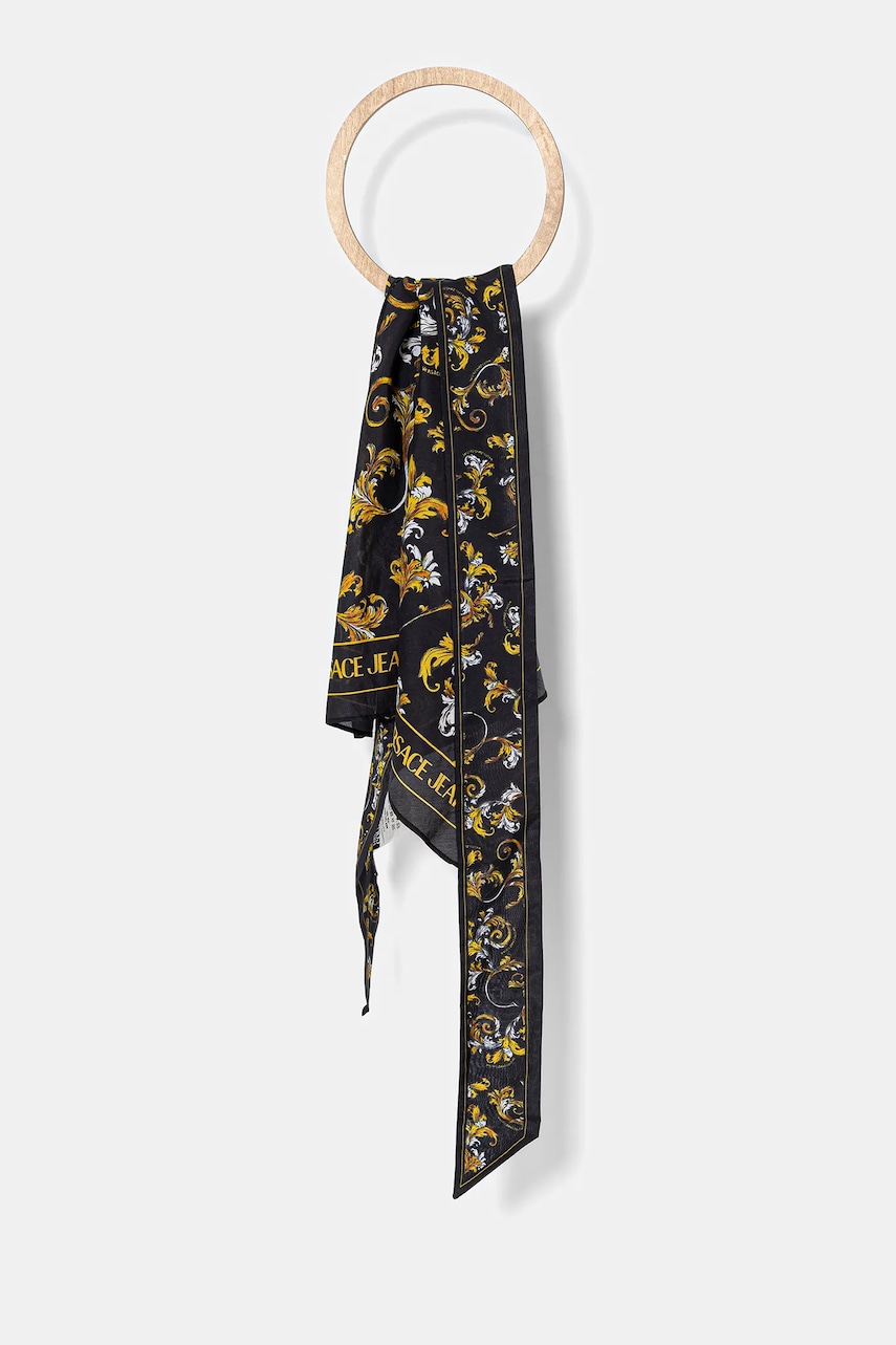 Versace Jeans Couture o eșarfă cu un amestec de mătase culoarea negru, cu imprimeu, 78HA7H05 ZG363 Versace Jeans Couture o eșarfă cu un amestec de mătase culoarea negru, cu imprimeu, 78HA7H05 ZG363
