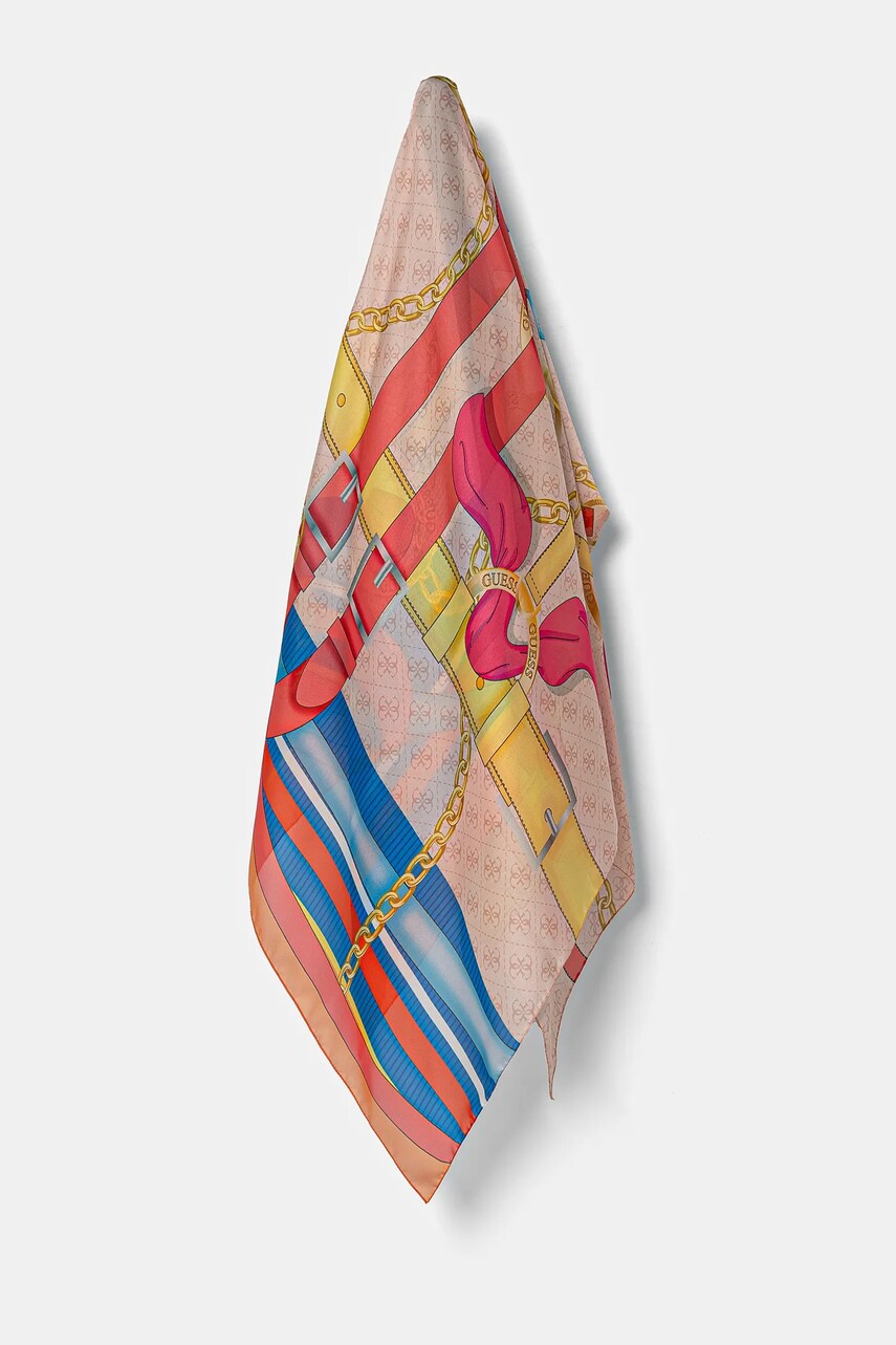Levně Hedvábný šátek Guess FOULARD oranžová barva, AW5270 SIL12