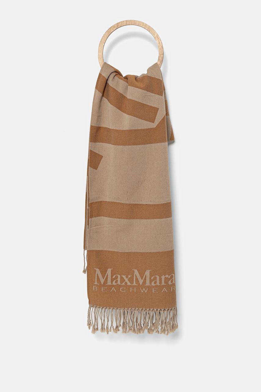 Max Mara Beachwear esarfa din bumbac femei, culoarea bej, modelator, 2516591019600 Max Mara Beachwear esarfa din bumbac femei, culoarea bej, modelator, 2516591019600