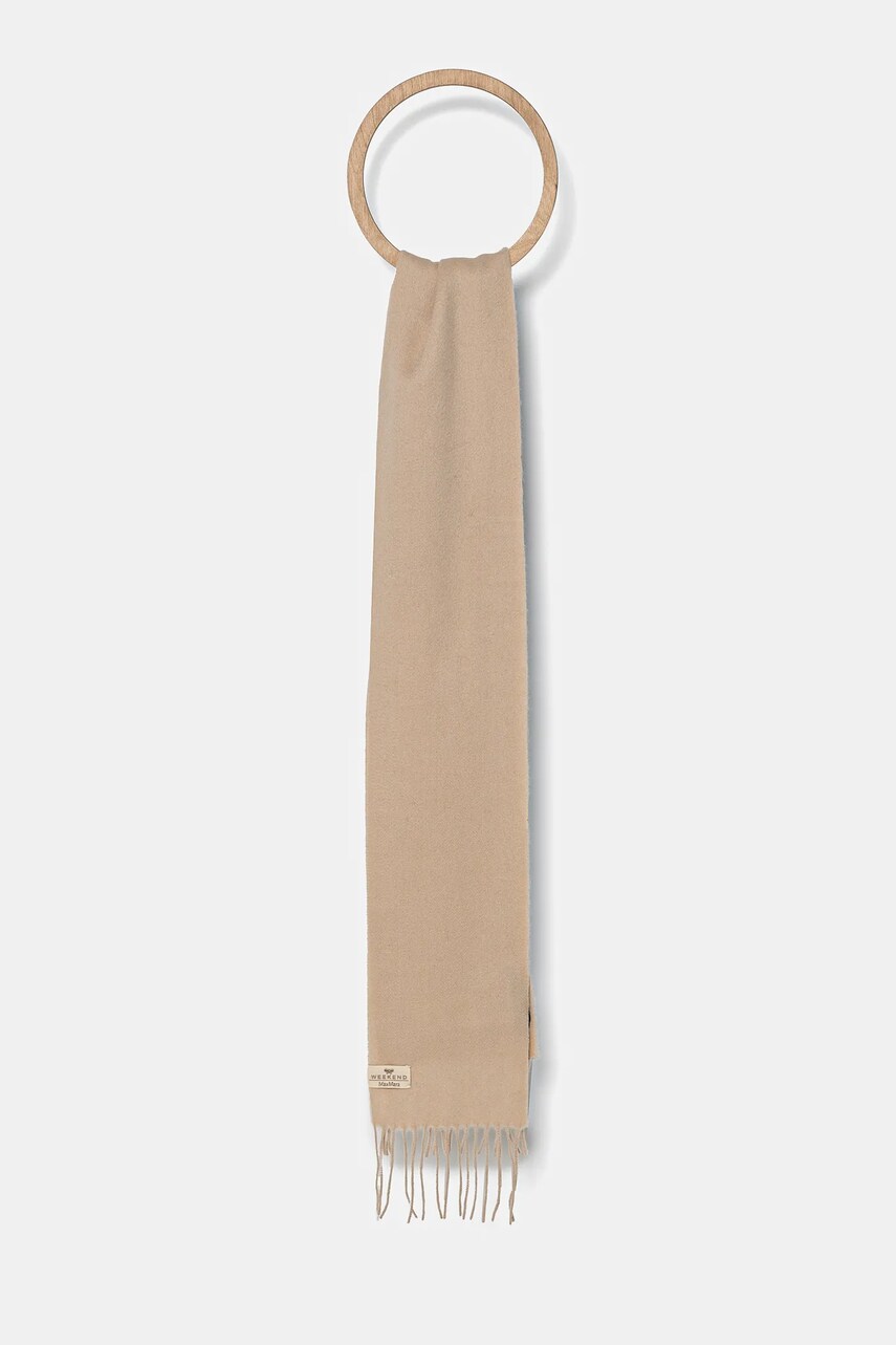 Weekend Max Mara esarfa de casmir femei, culoarea bej, neted, 2515541034600