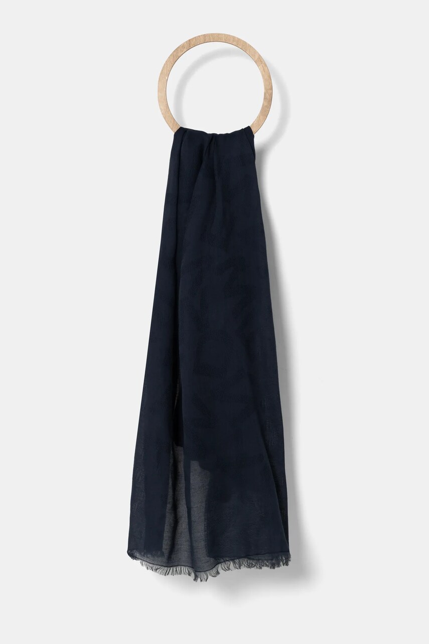 Weekend Max Mara fular cu un amestec de casmir culoarea albastru marin, uni, 2515541074600