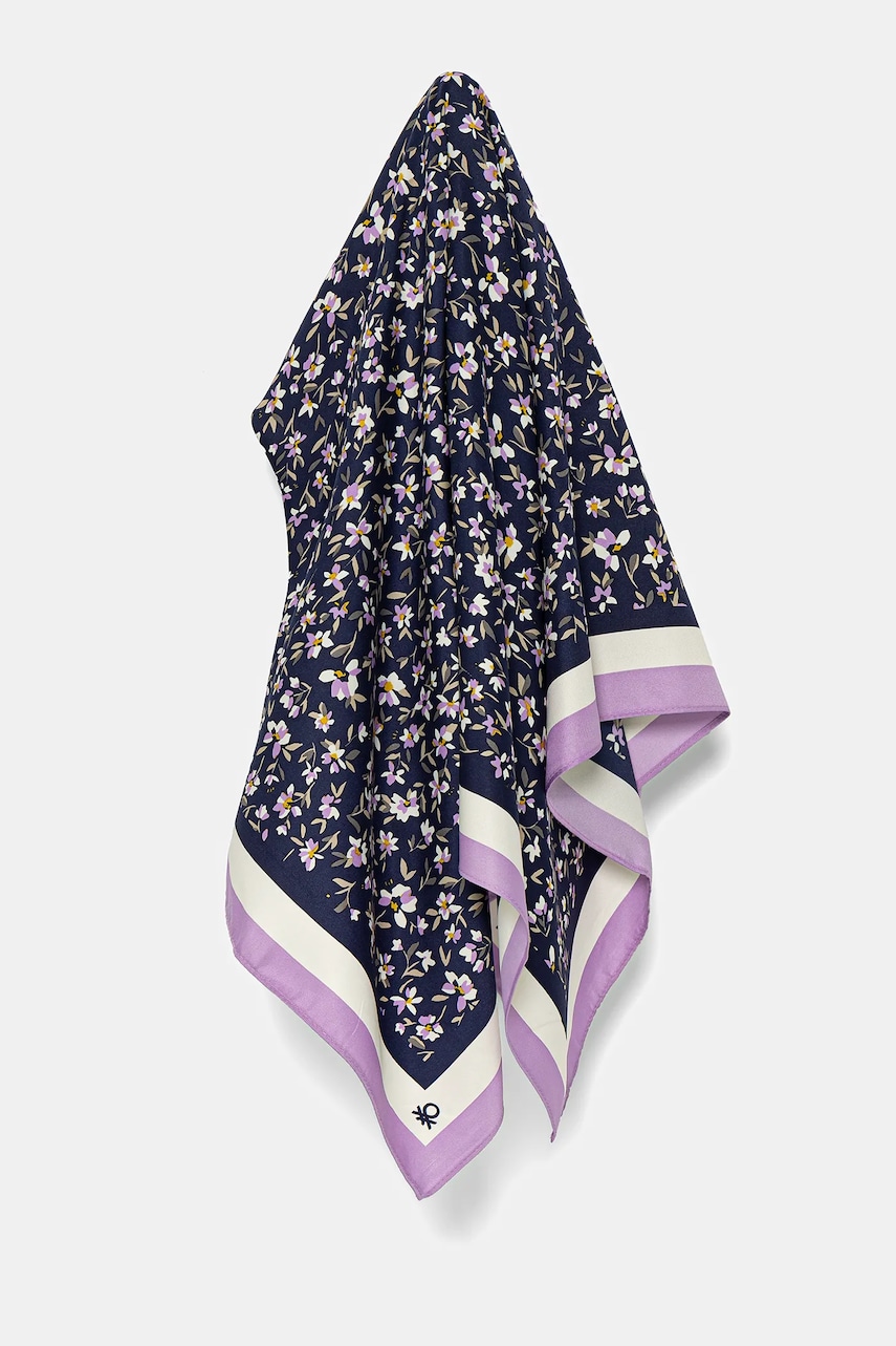 United Colors of Benetton eșarfă femei, culoarea violet, cu imprimeu, 6SJ9DU013