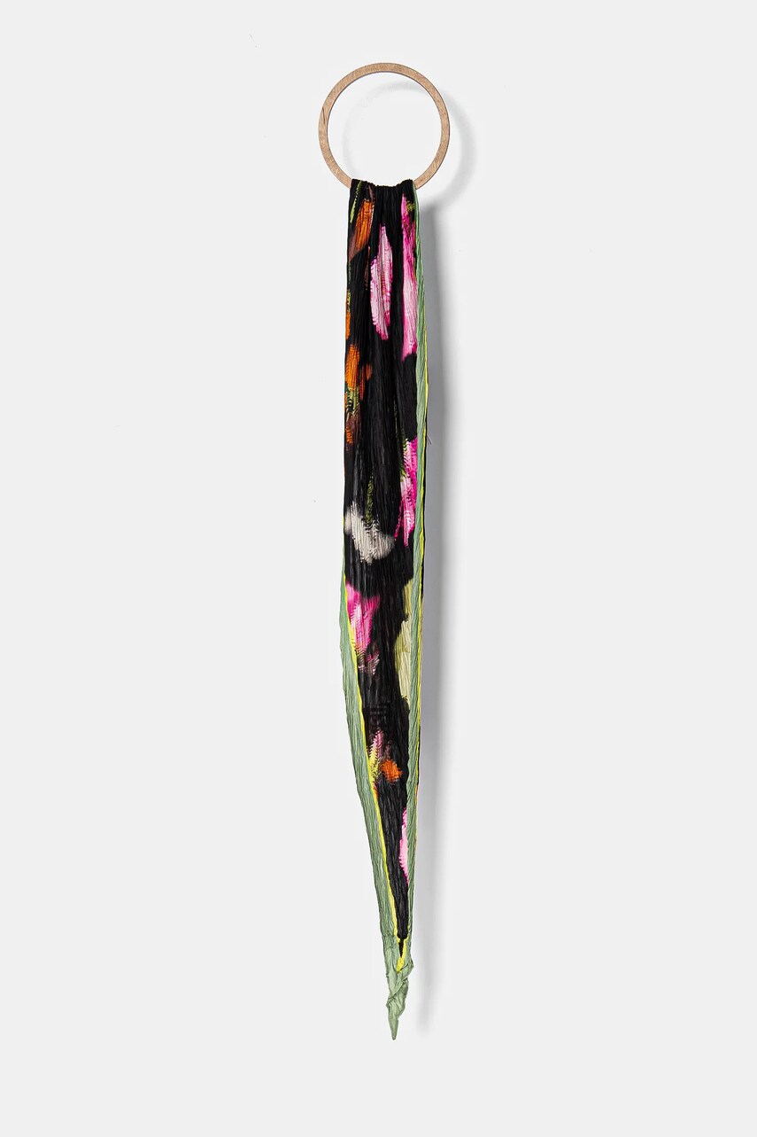 Desigual esarfa BOTANIC DREAMZ femei, culoarea negru, modelator, 25SAWA36