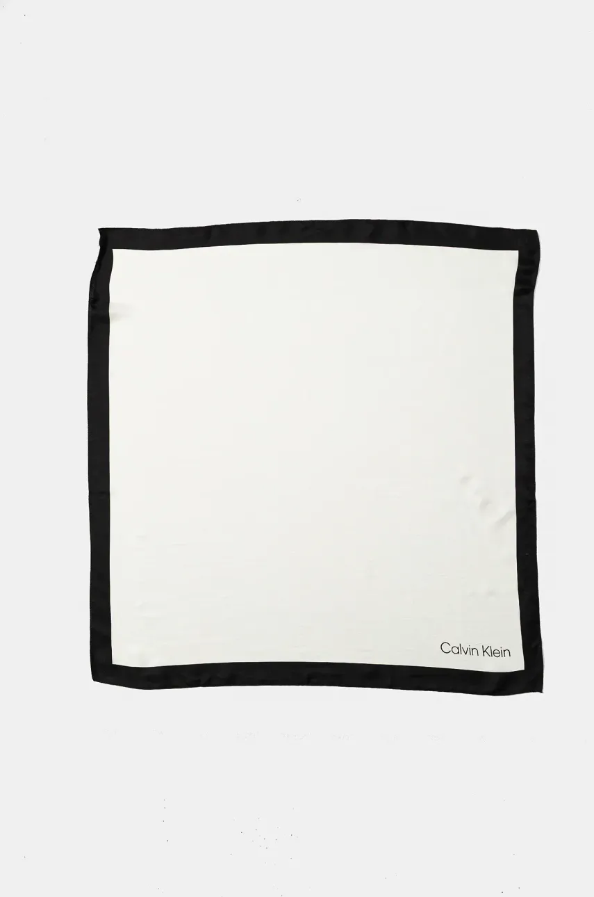 Шелковый платок на шею Calvin Klein женский цвет белый узор K60K612978 Шелковый платок на шею Calvin Klein женский цвет белый узор K60K612978