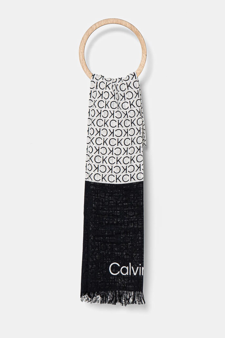Levně Bavlněná šála Calvin Klein černá barva, K60K612979