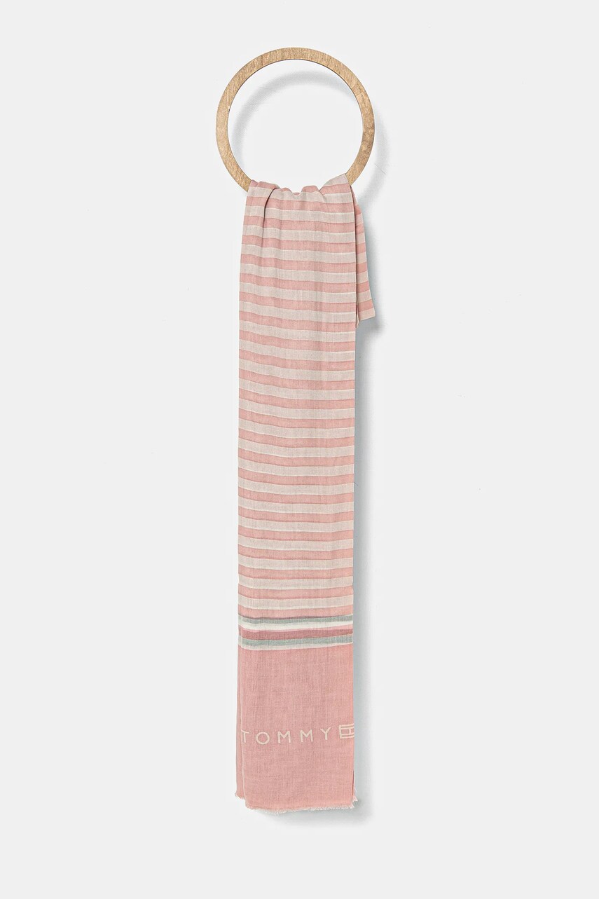 Levně Šála Tommy Hilfiger růžová barva, AW0AW17142