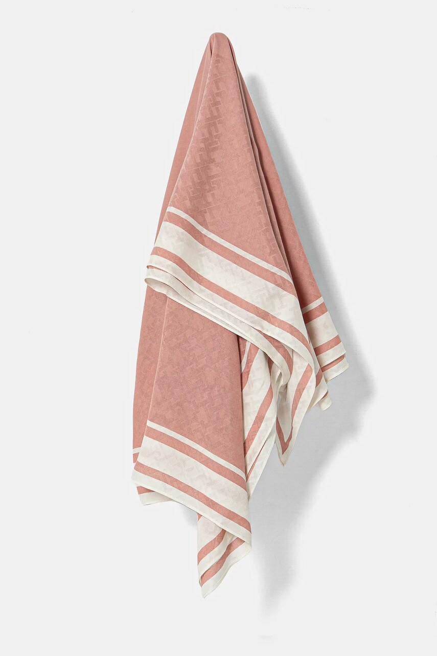 Levně Hedvábný šátek Tommy Hilfiger růžová barva, AW0AW17144