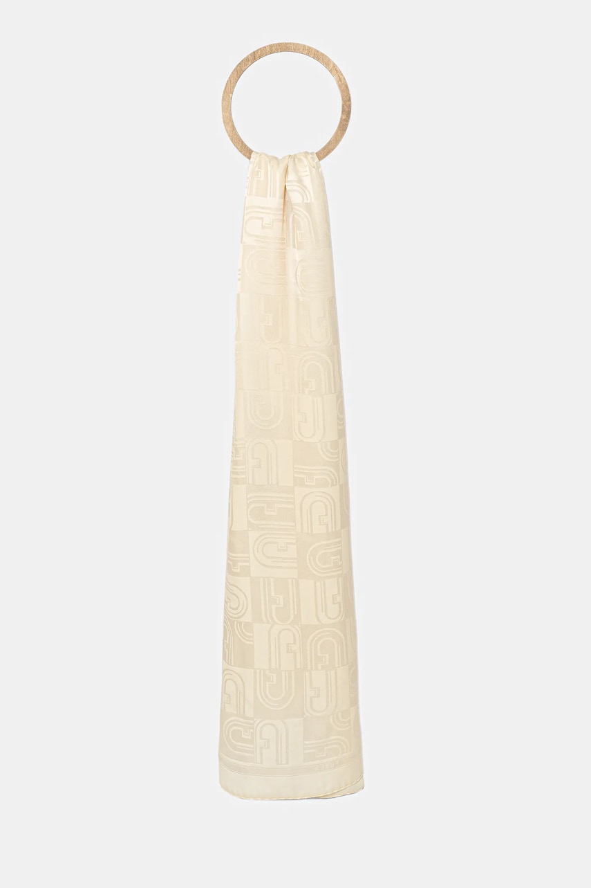 Levně Hedvábná šála Furla dámská, béžová barva, hladká, WT00094.BX3859.PNN004401