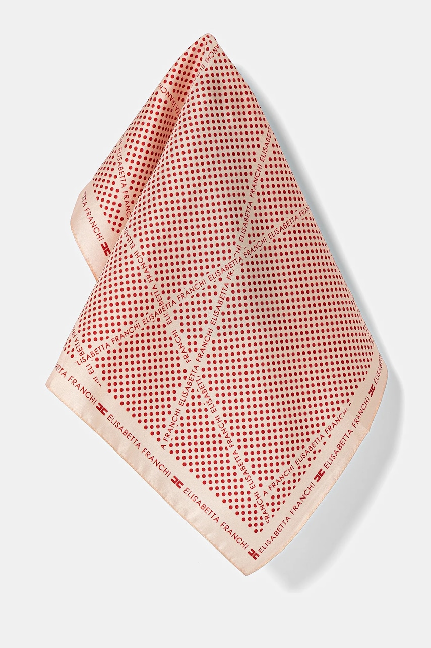 Elisabetta Franchi eșarfă de mătase femei, culoarea roz, cu imprimeu, FO06F52E2 Elisabetta Franchi eșarfă de mătase femei, culoarea roz, cu imprimeu, FO06F52E2