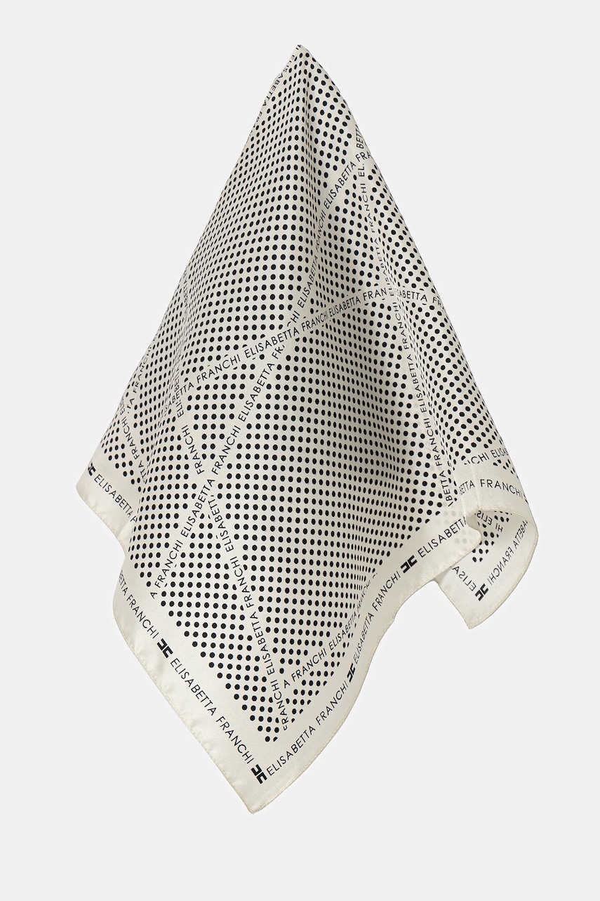 Elisabetta Franchi eșarfă de mătase femei, culoarea negru, cu imprimeu, FO06F52E2