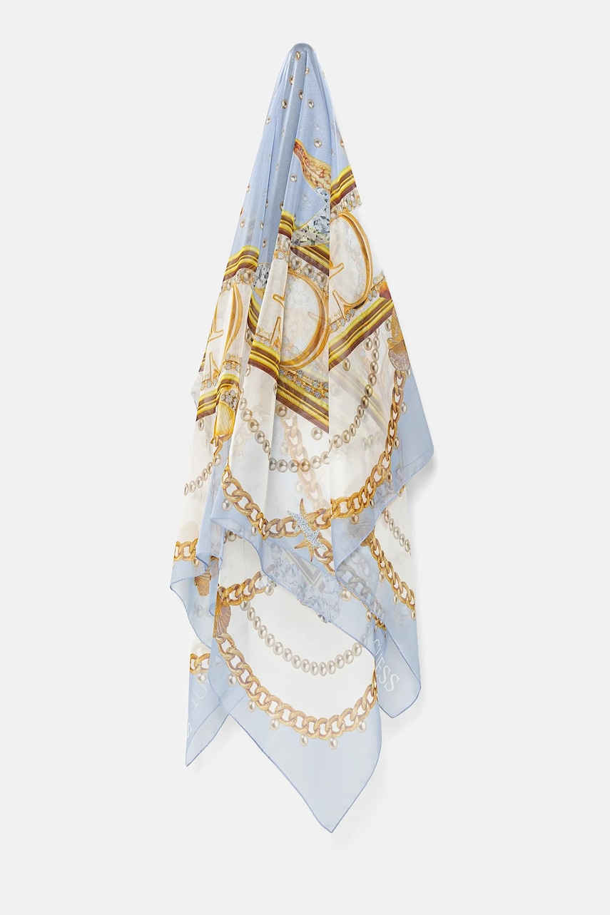 Šátek Guess modrá barva, AW5297 SIL12